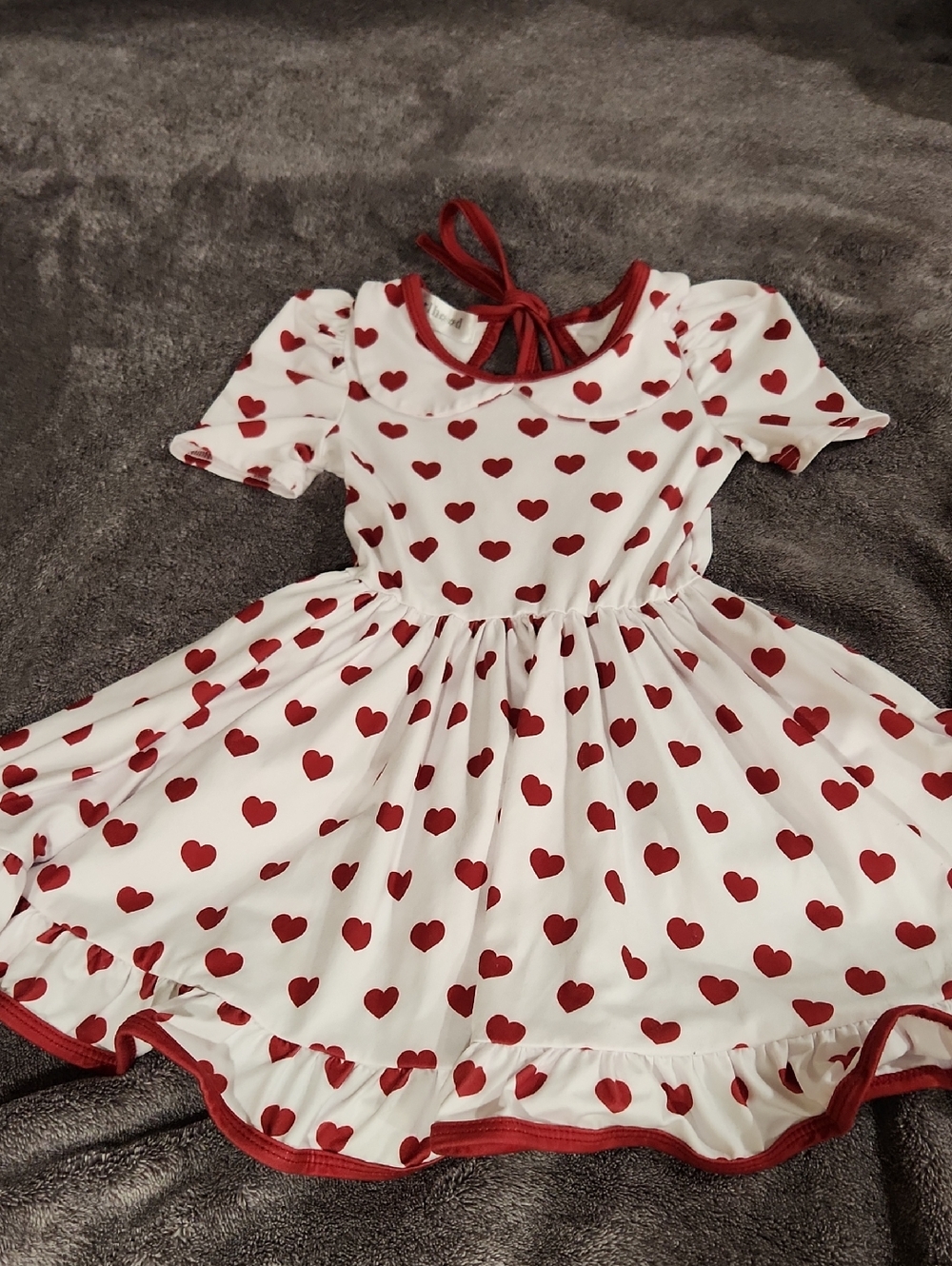 Red Heart Print White Dress for Girls